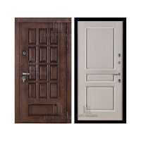 Уличная Центурион Термо, цвет Лиственница мореная + черная патина, панель - Виктория цвет Эмаль слоновая кость