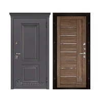 Уличная Гранит Термо, цвет Горький шоколад, панель - light 2110 (зеркало) цвет Серый велюр