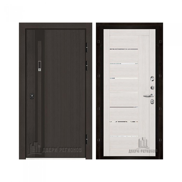 Дверь входная уличная Элит Термо, цвет Темный дуб, панель - light 2110 (зеркало) цвет Капучино велюр