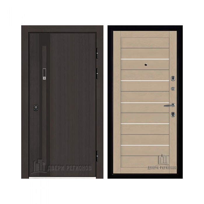 Дверь входная уличная Элит Термо, цвет Темный дуб, панель - light 2127 цвет Кремовый soft