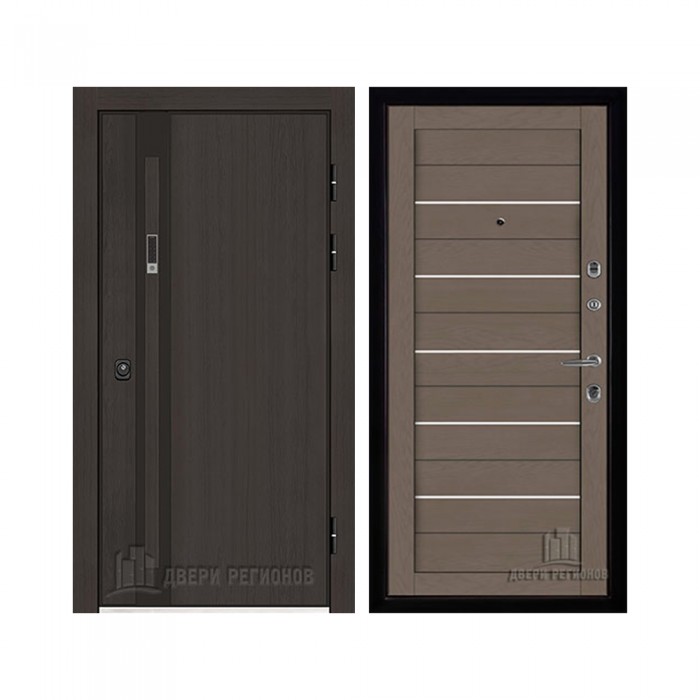 Дверь входная уличная Элит Термо, цвет Темный дуб, панель - light 2127 цвет Тортора soft