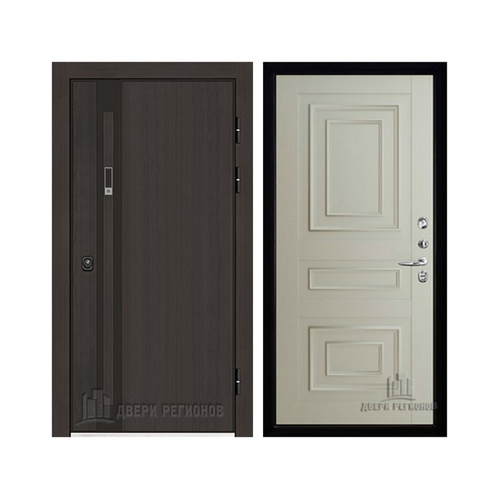 Дверь входная уличная Элит Термо, цвет Темный дуб, панель - 62001 цвет Светло-серый Серена