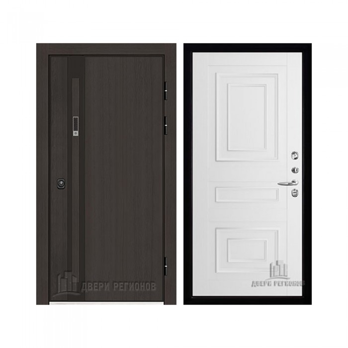 Дверь входная уличная Элит Термо, цвет Темный дуб, панель - 62001 цвет Белая Серена