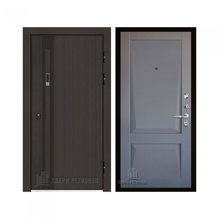 Дверь входная уличная Элит Термо, цвет Темный дуб, панель - perfecto цвет Серый бархат