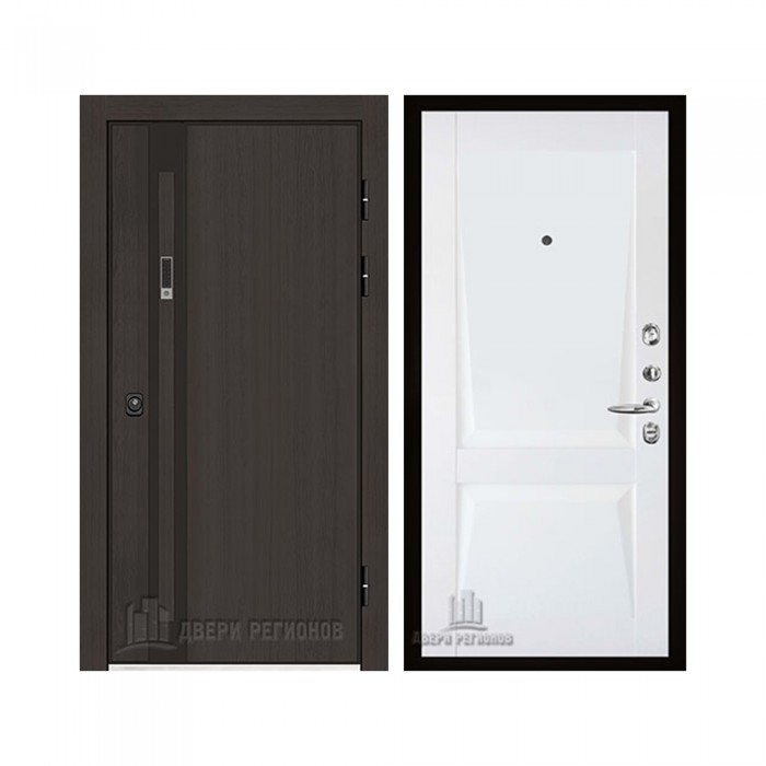 Дверь входная уличная Элит Термо, цвет Темный дуб, панель - perfecto цвет Белый бархат