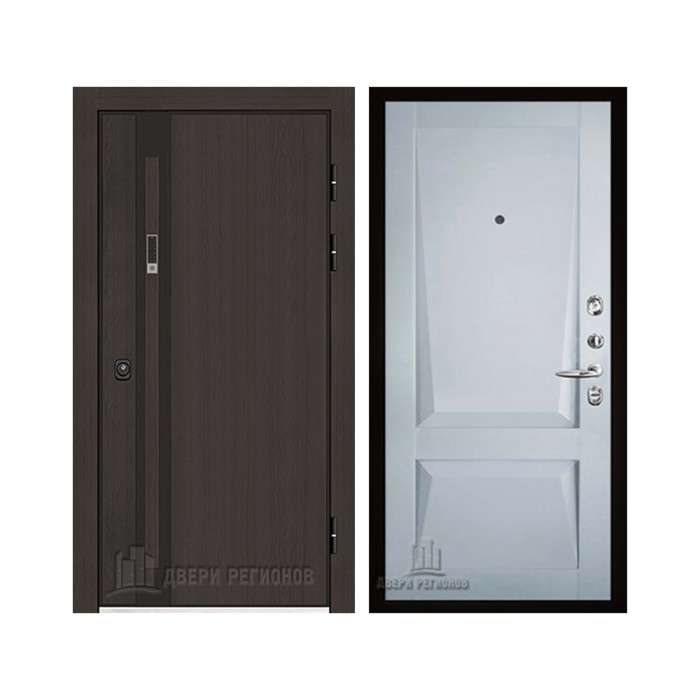 Дверь входная уличная Элит Термо, цвет Темный дуб, панель - perfecto цвет Светло-серый бархат