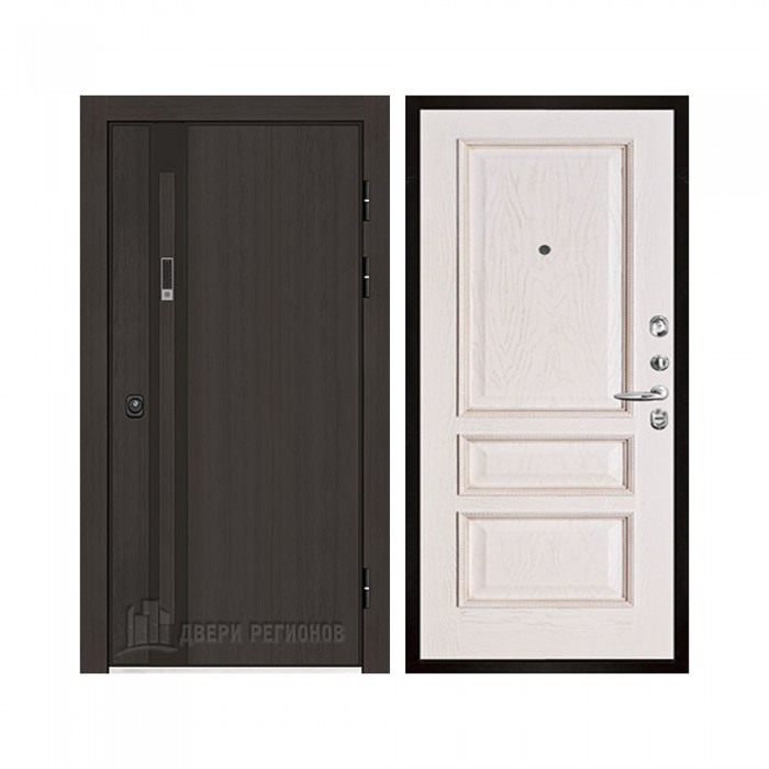 Уличная Элит Термо, цвет Темный дуб, панель - Вена цвет Белая патина