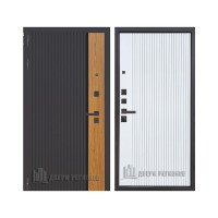 Страж К-14, цвет Черная шагрень, Вставка Орех каньон коньяк 666-2, панель - 3k yodoors-14 цвет velluto bianco ag 700