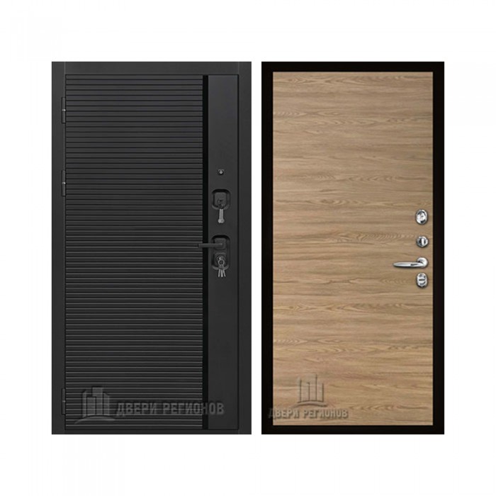 Президент Стайл зеркало, цвет Чёрная Мягкая Шагрень, панель - tamburat 4100 цвет Дуб Мадейра