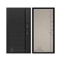 Президент Стайл зеркало, цвет Чёрная Мягкая Шагрень, панель - Лайн 1 цвет Галечный серый