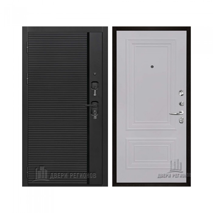 Президент Стайл зеркало, цвет Чёрная Мягкая Шагрень, панель - Престиж 1-2 цвет Серый шелк