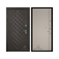 Президент Люкс зеркало, цвет Горький шоколад, панель - Лайн 1 цвет Галечный серый