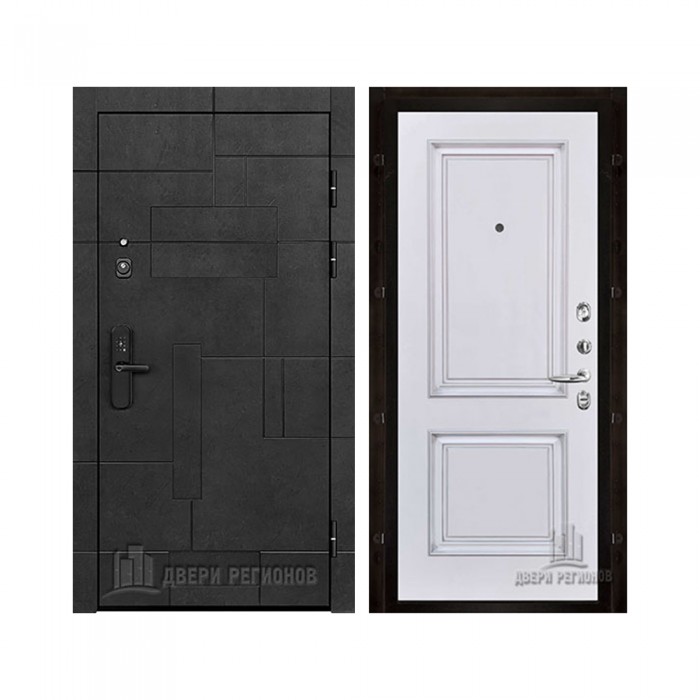 Флагман Доминион, цвет Бетон черный, панель - Багет 32 цвет Эмаль белая/Патина серебро