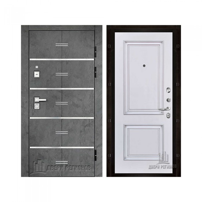 Флагман Z, цвет Бетон графит, панель - Багет 32 цвет Эмаль белая/Патина серебро