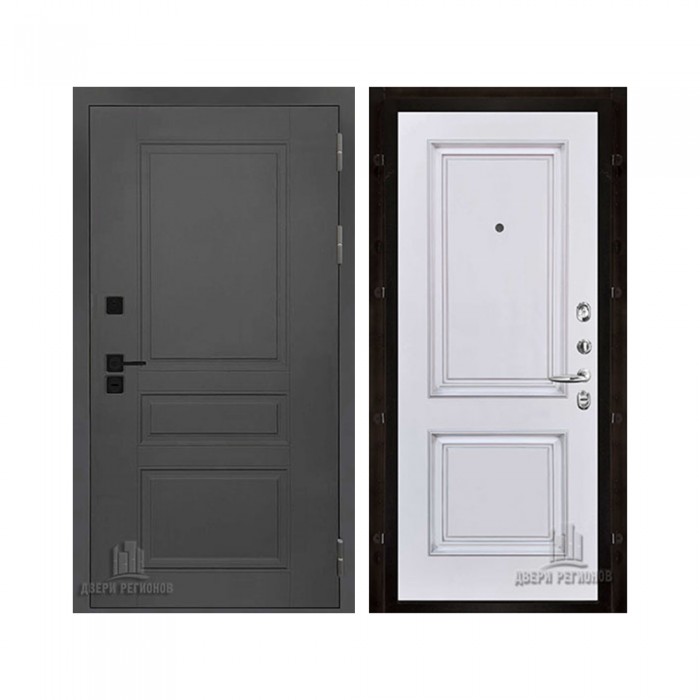 Взломостойкая SOLID, цвет cерый нубук soft, панель - Багет 32 цвет Эмаль белая/Патина серебро