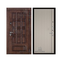 Уличная Центурион Термо, цвет Лиственница мореная + черная патина, панель - Лайн 1 цвет Галечный серый