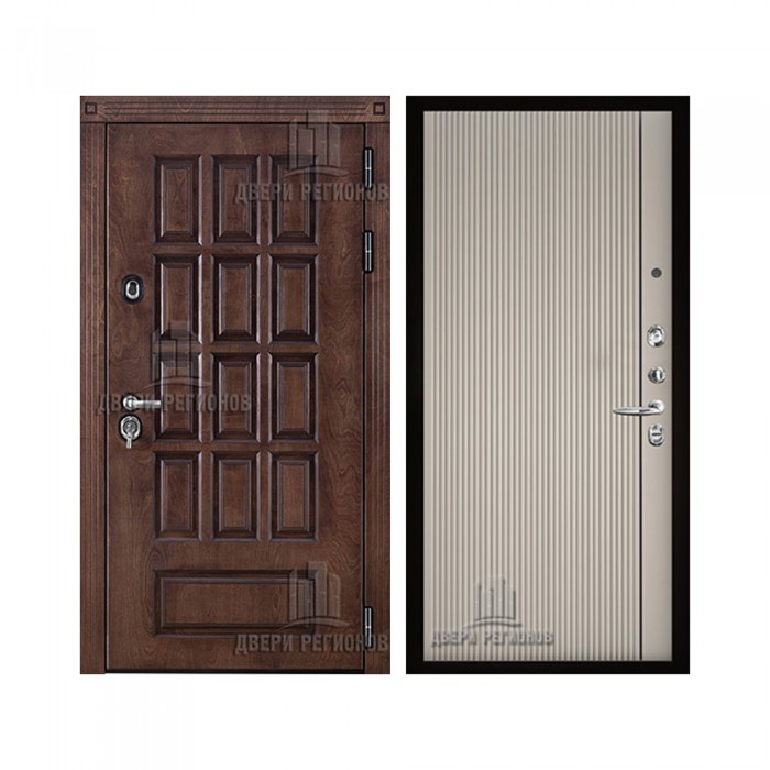 Уличная Центурион Термо, цвет Лиственница мореная + черная патина, панель - Лайн 1 цвет Галечный серый