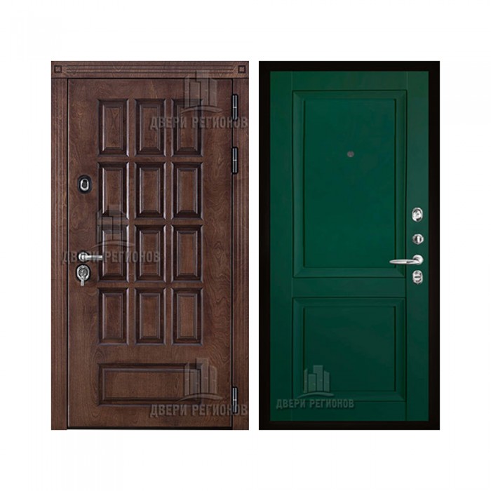 Уличная Центурион Термо, цвет Лиственница мореная + черная патина, панель - decanto цвет Зеленый бархат