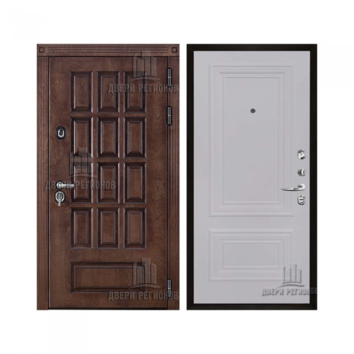 Уличная Центурион Термо, цвет Лиственница мореная + черная патина, панель - Престиж 1-2 цвет Серый шелк