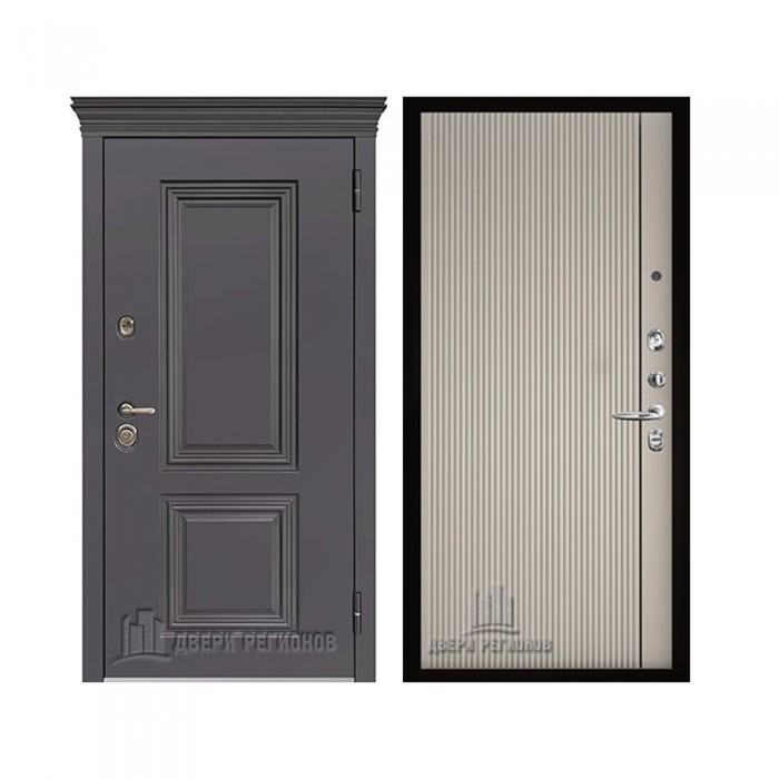 Уличная Гранит Термо, цвет Горький шоколад, панель - Лайн 1 цвет Галечный серый