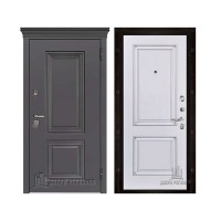 Уличная Гранит Термо, цвет Горький шоколад, панель - Багет 32 цвет Эмаль белая/Патина серебро