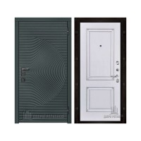 Уличная Малахит Термо, цвет Зеленый темный, панель - Багет 32 цвет Эмаль белая/Патина серебро