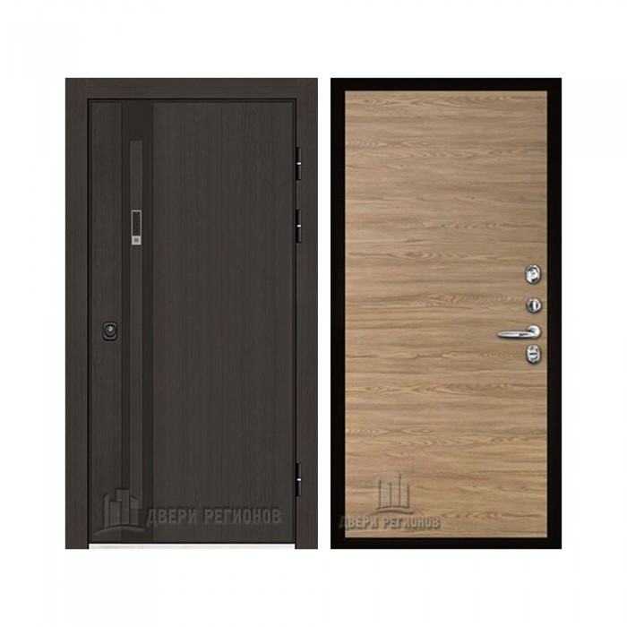 Дверь входная уличная Элит Термо, цвет Темный дуб, панель - tamburat 4100 цвет Дуб Мадейра