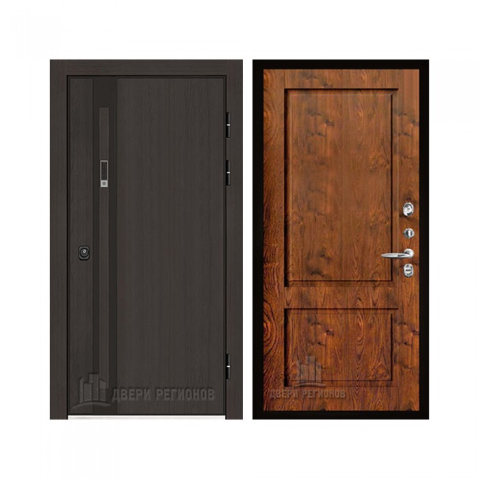 Дверь входная уличная Элит Термо, цвет Темный дуб, панель - Сицилия цвет Орех натуральный