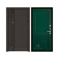Дверь входная уличная Элит Термо, цвет Темный дуб, панель - decanto цвет Зеленый бархат