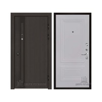 Дверь входная уличная Элит Термо, цвет Темный дуб, панель - Престиж 1-2 цвет Серый шелк