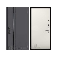 Уличная Обсидиан Термо, цвет Серая эмаль, вставка черное стекло, панель - tamburat 4100 цвет Магнолия