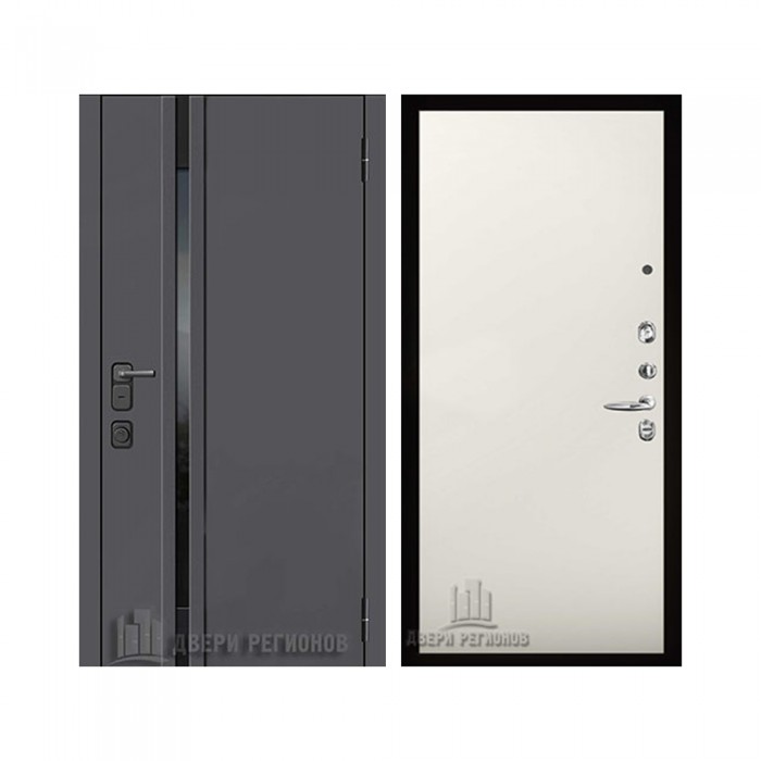 Уличная Обсидиан Термо, цвет Серая эмаль, вставка черное стекло, панель - tamburat 4100 цвет Магнолия