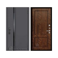 Уличная Обсидиан Термо, цвет Серая эмаль, вставка черное стекло, панель - Сицилия цвет Орех шоколадный