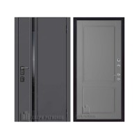 Уличная Обсидиан Термо, цвет Серая эмаль, вставка черное стекло, панель - Нова цвет Антрацит