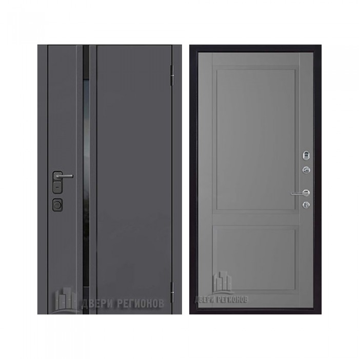 Уличная Обсидиан Термо, цвет Серая эмаль, вставка черное стекло, панель - Нова цвет Антрацит