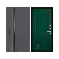 Уличная Обсидиан Термо, цвет Серая эмаль, вставка черное стекло, панель - decanto цвет Зеленый бархат