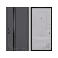 Уличная Обсидиан Термо, цвет Серая эмаль, вставка черное стекло, панель - Престиж 1-2 цвет Серый шелк