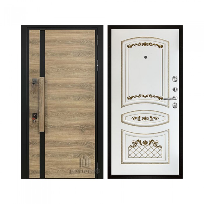 Уличная Royal Nord (Роял Норд) Термо (Ширина 887 мм), цвет Дуб, панель - Алина цвет Эмаль белая/Патина золото