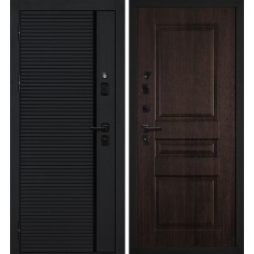 Дверь Галактика-173/PR- 150 Черный мягкая шагрень / Дуб мореный
