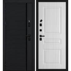 Дверь Галактика-173/PR- 150 Черный мягкая шагрень / Сандал белый