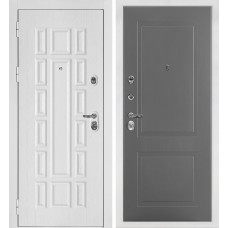 Дверь Квадро-124/PR- 167 Белый дуб фактурный / Серый