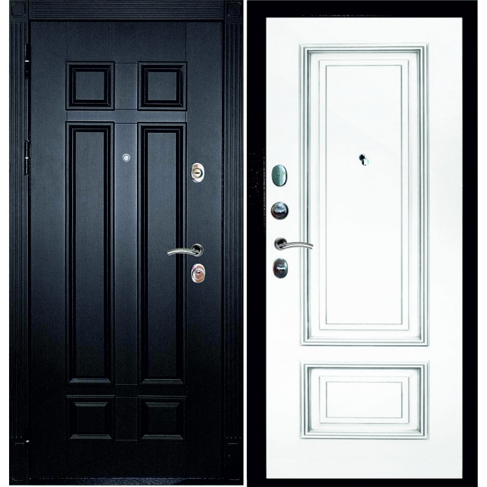 Дверь Скамбио Порте Гера-2 / Смальта-08 Белый ral 9003 патина серебро / Белый ral 9003 патина серебро