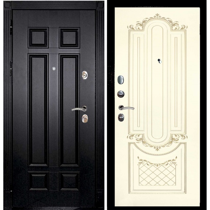 Дверь Скамбио Порте Гера-2 / Смальта-13 Венге / Слоновая кость ral 1013 патина золото