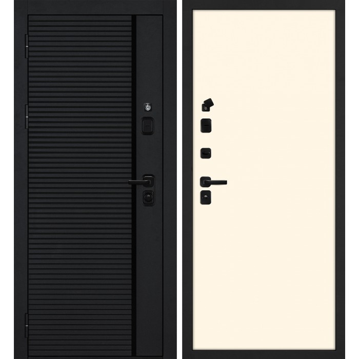 Дверь Скамбио Порте Галактика-173/Гладкая Черный мягкая шагрень / Магнолия
