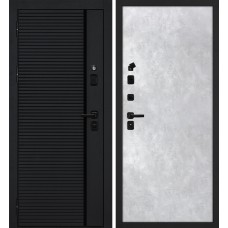 Галактика-173/Гладкая Черный мягкая шагрень / Серый бетон