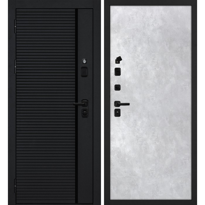 Дверь Скамбио Порте Галактика-173/Гладкая Черный мягкая шагрень / Серый бетон