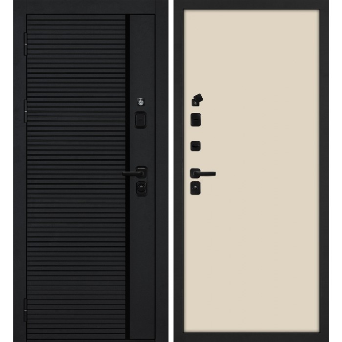 Дверь Скамбио Порте Галактика-173/Гладкая Черный мягкая шагрень / Бежевый матовый