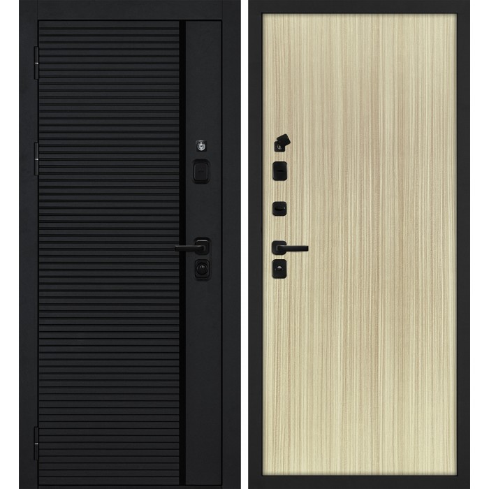 Дверь Скамбио Порте Галактика-173/Гладкая Черный мягкая шагрень / Эвкалипт австралийский
