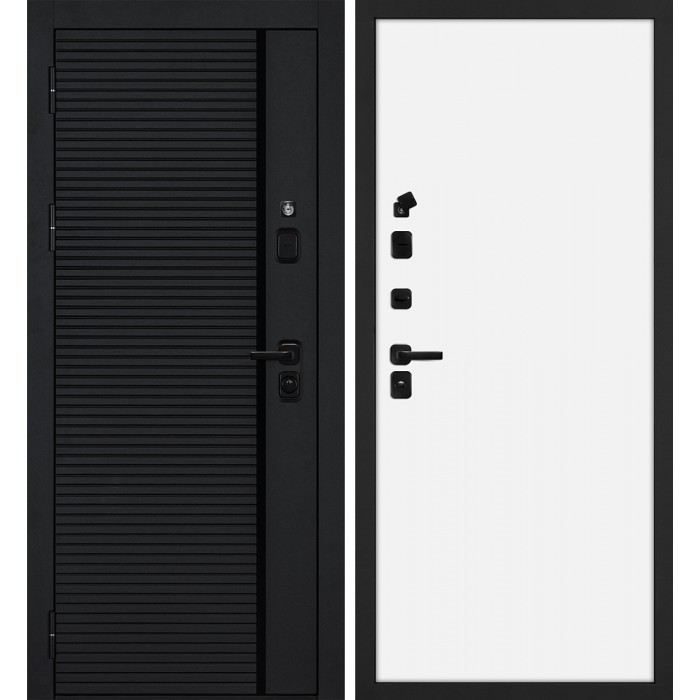 Дверь Скамбио Порте Галактика-173/INVISIBLE Черный мягкая шагрень / Белый грунт
