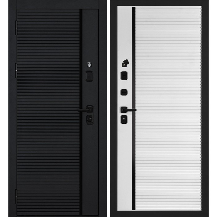 Дверь Скамбио Порте Галактика-173/PR-173 Черный мягкая шагрень / Белый